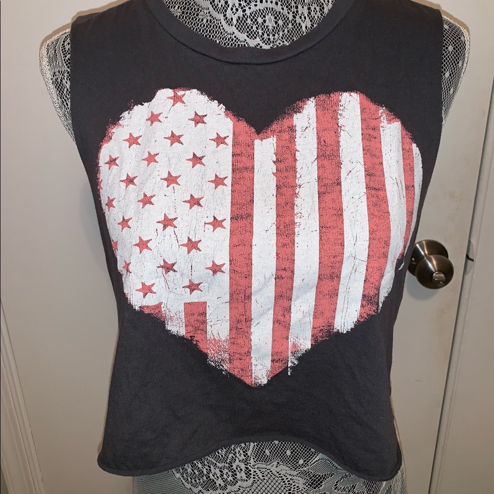 Heart-Shaped American Flag Muscle Tee